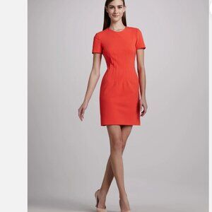 Diane Von Furstenberg Vibrant Orange Red Structured Fitted Mini Dress Size 10